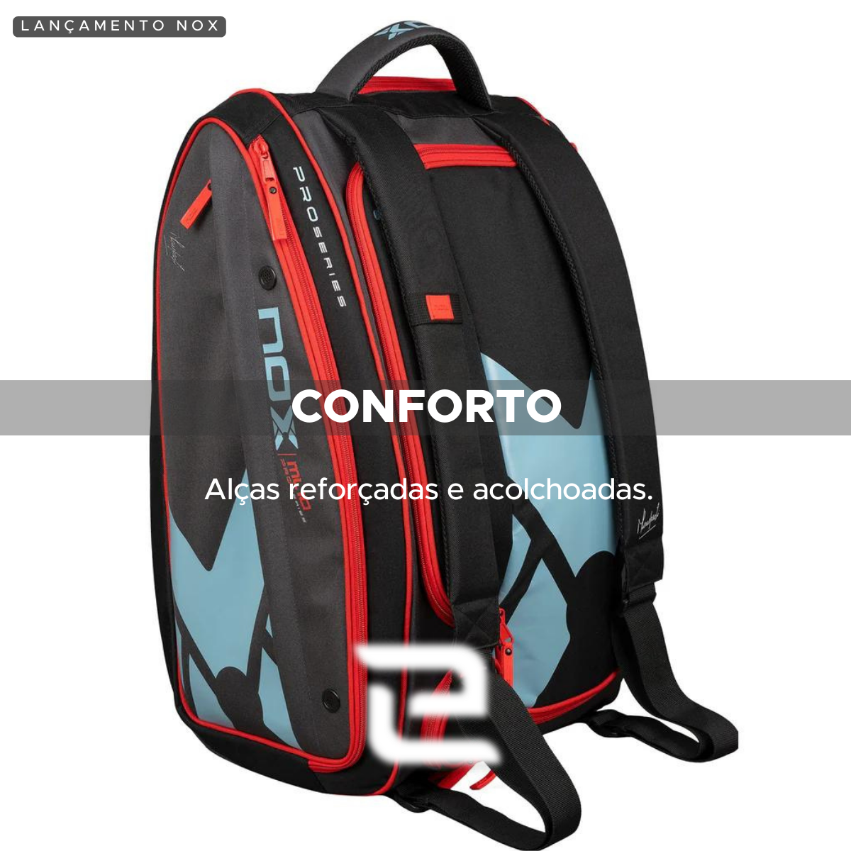 RAQUETEIRA BEACH TENNIS PADEL ML10 XL COMP NOX CINZA E AZUL