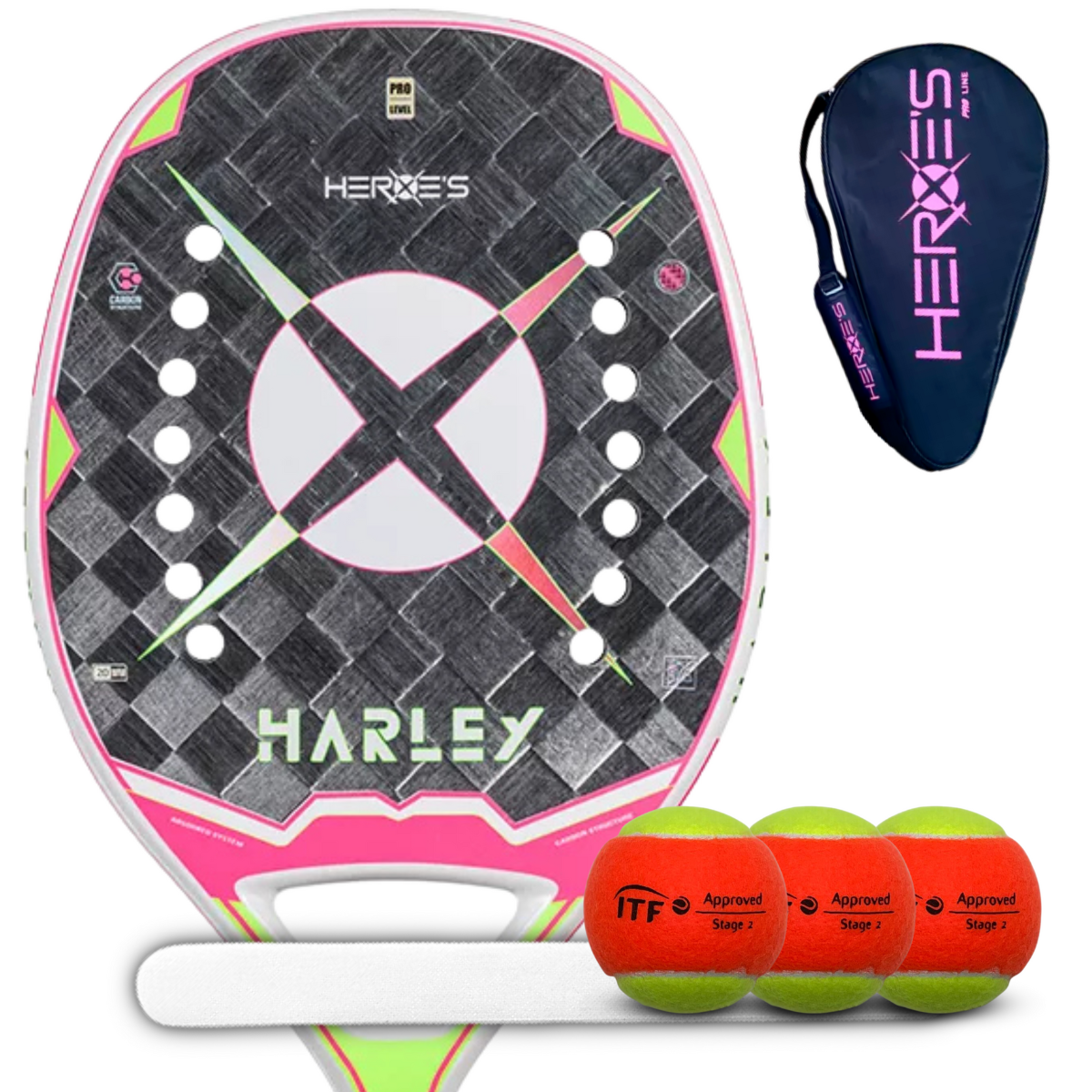 Raquete de Beach Tennis Heroes Harley Carbono Aluminizado 18