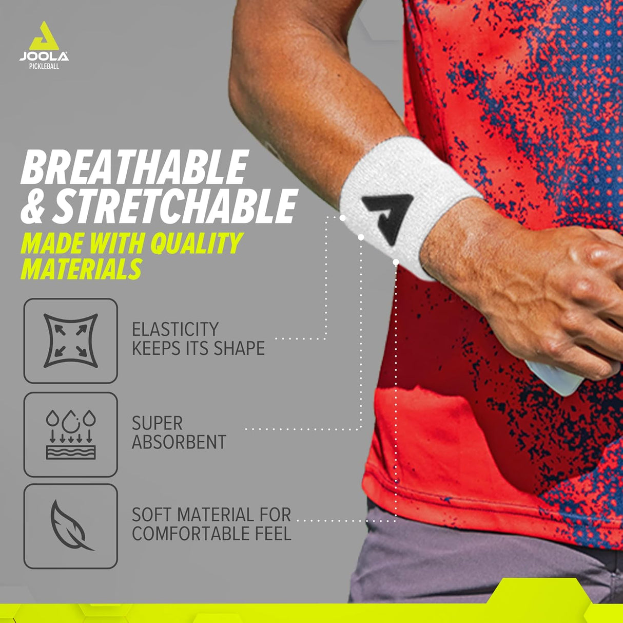 Munhequeira Joola Atoalhada Alta Absorção de Suor Cor Branca