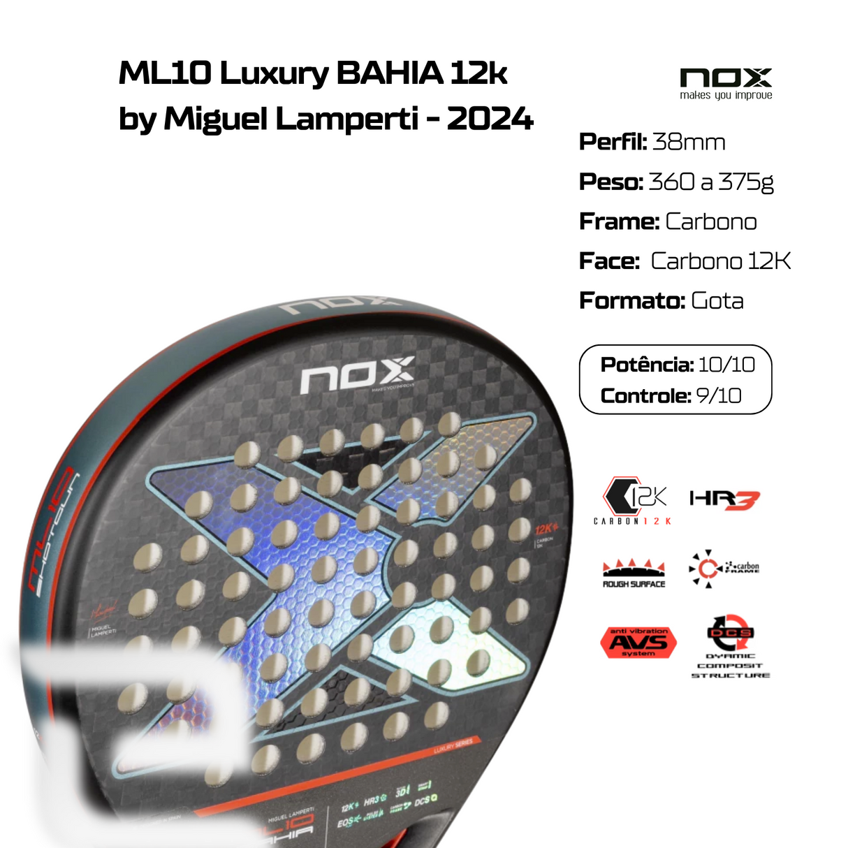 Raquete de Padel ML10 BAHIA 12K 2024 NOX