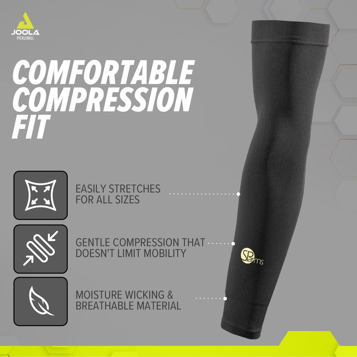 Manguito Joola Pickleball Proteção Raio Solar Upf 50+ Preto