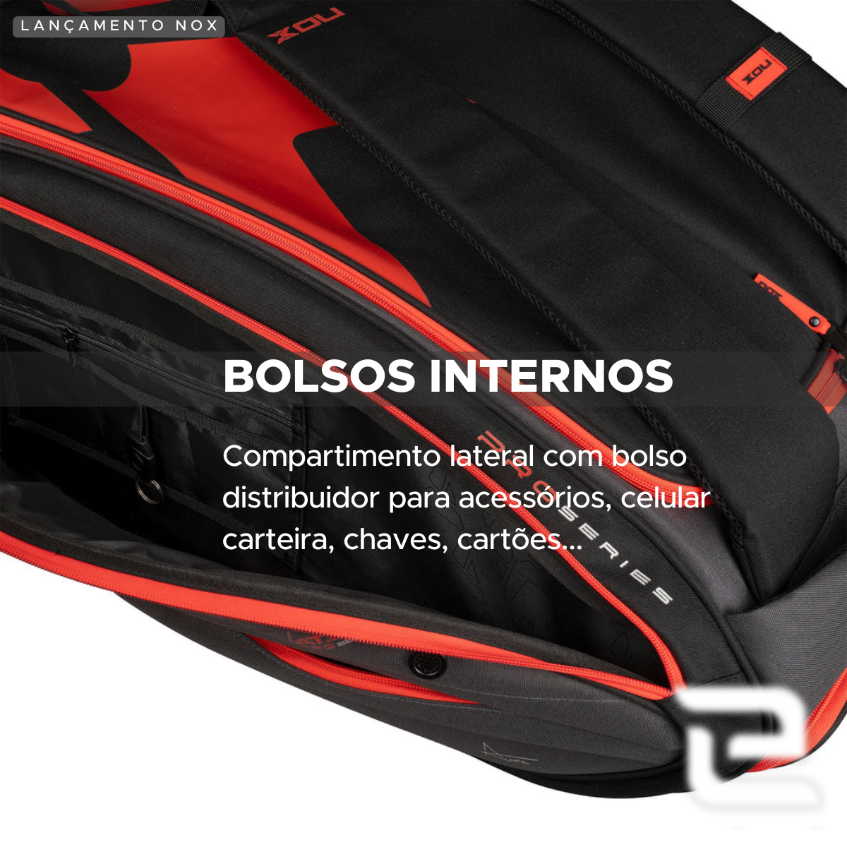 RAQUETEIRA BEACH TENNIS PADEL AT10 XXL NOX CINZA E VERMELHO