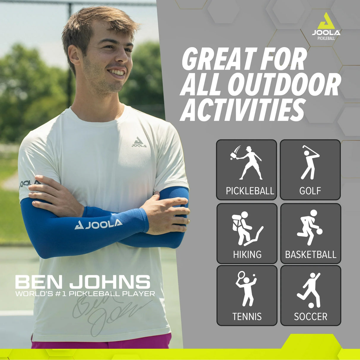 Manguito Joola Pickleball Proteção Raio Solar Upf 50+ Azul