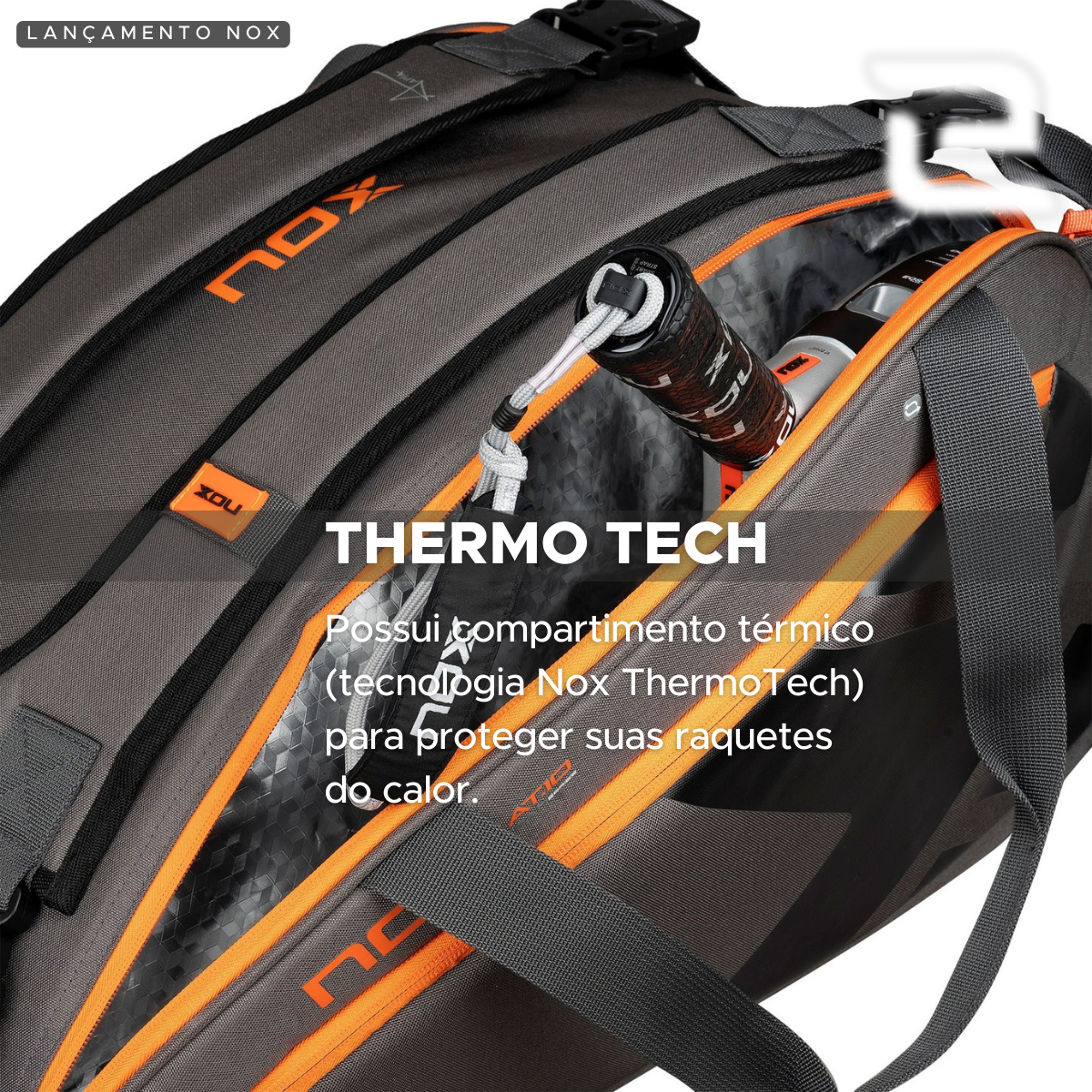 RAQUETEIRA BEACH TENNIS PADEL AT10 TEAM CINZA LARANJA NOX