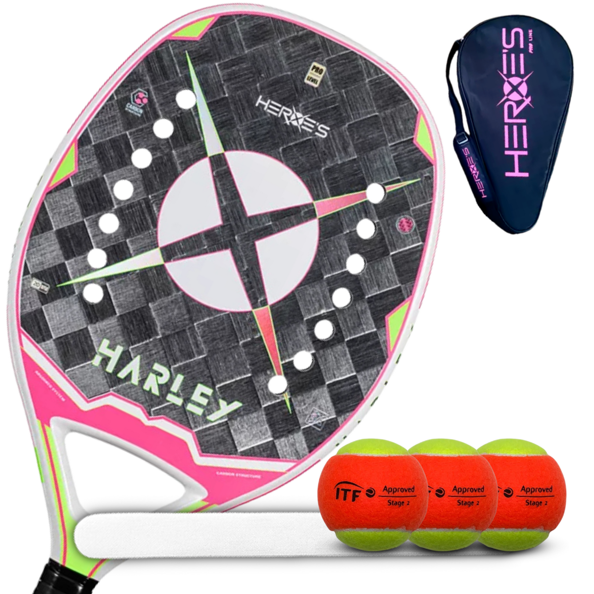 Raquete de Beach Tennis Heroes Harley Carbono Aluminizado 18