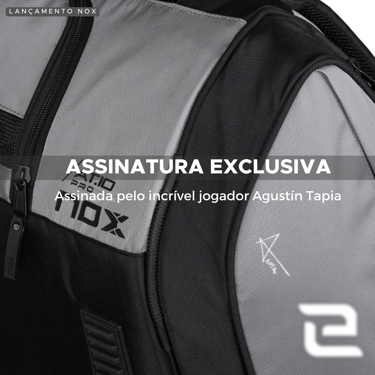 RAQUETEIRA BEACH TENNIS PADEL AT10 XL COMP NOX CINZA E PRETO