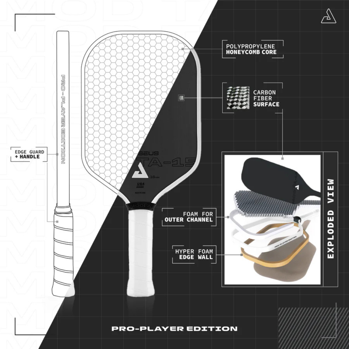 Raquete de Pickleball Joola Perseus Mod Ta15 Ben Johns 16MM