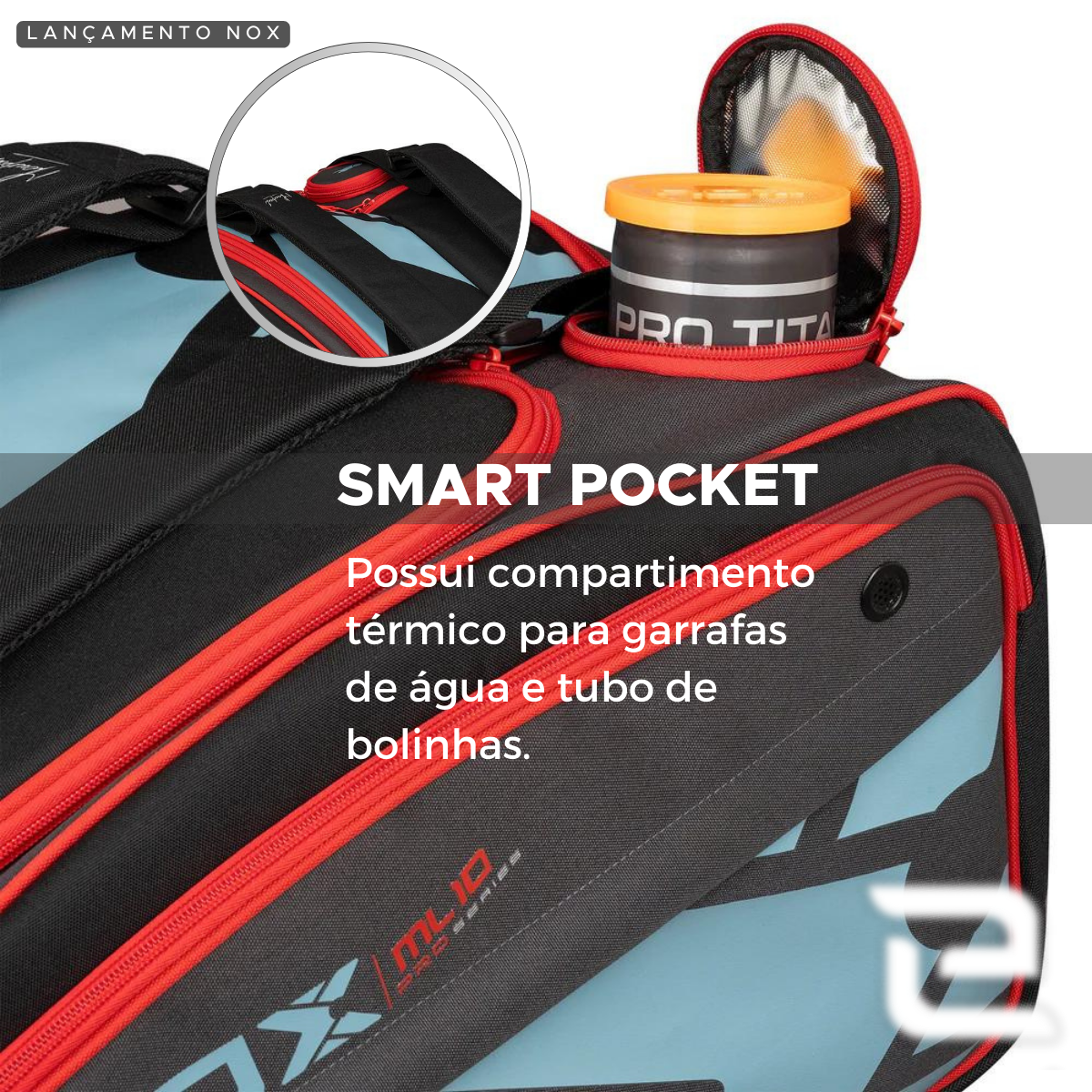 RAQUETEIRA BEACH TENNIS PADEL ML10 XL COMP NOX CINZA E AZUL