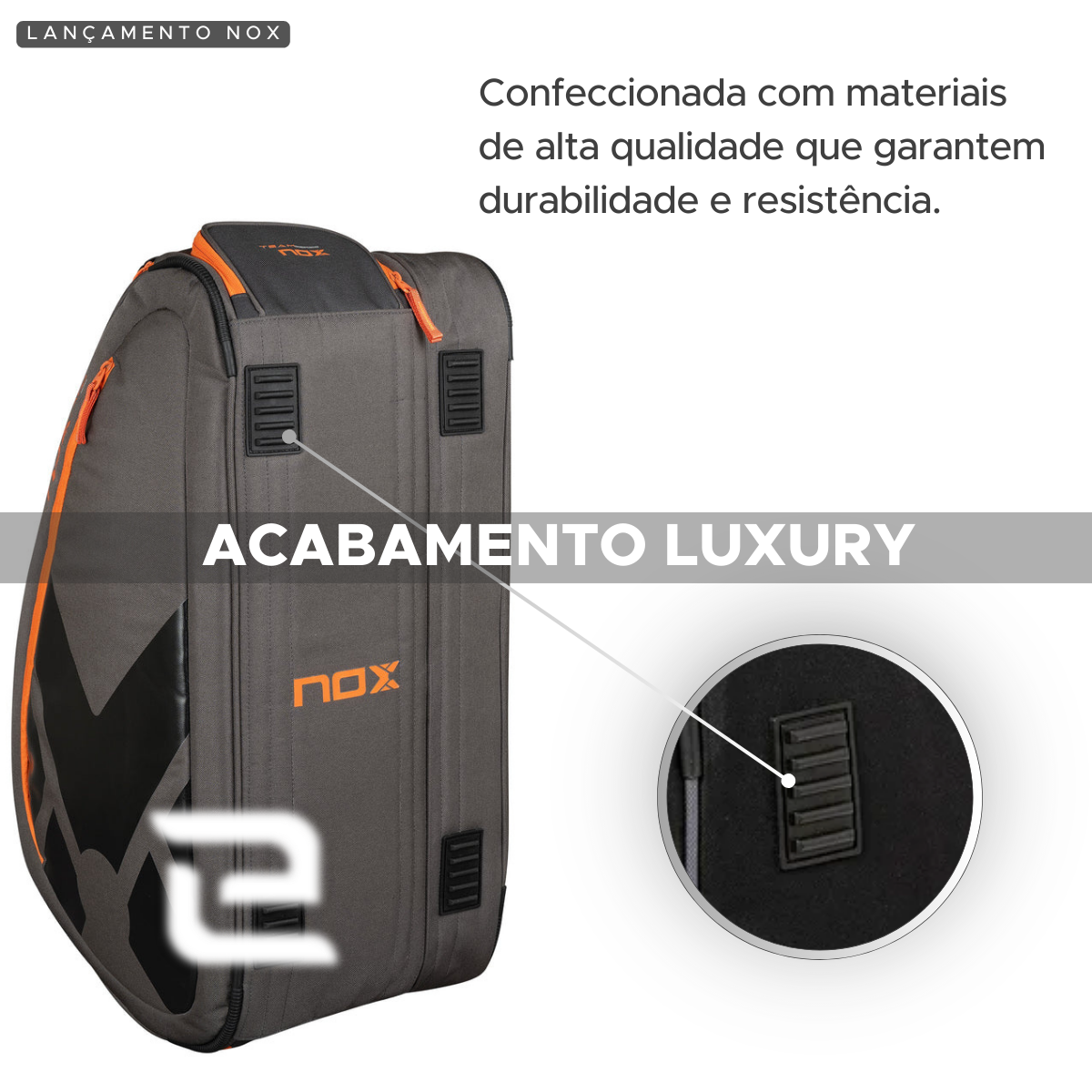 RAQUETEIRA BEACH TENNIS PADEL AT10 TEAM CINZA LARANJA NOX