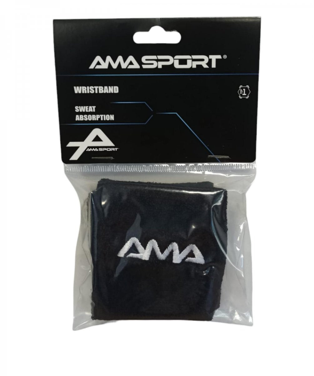 Munhequeira Amasport Atoalhada Alta Absorção de Suor Preta