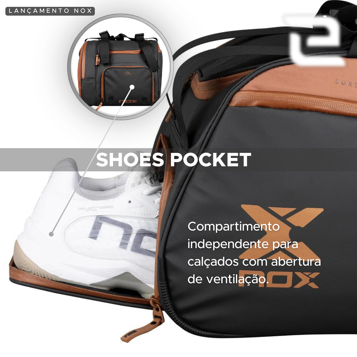 RAQUETEIRA DE BEACH TENNIS PADEL OPEN SERIES NOX BLACK BROWN