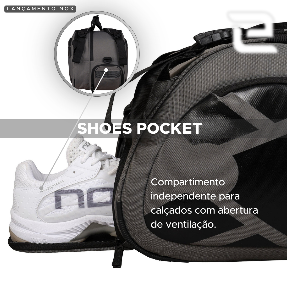 RAQUETEIRA BEACH TENNIS PADEL AT10 TEAM CINZA PRETO NOX NOVA