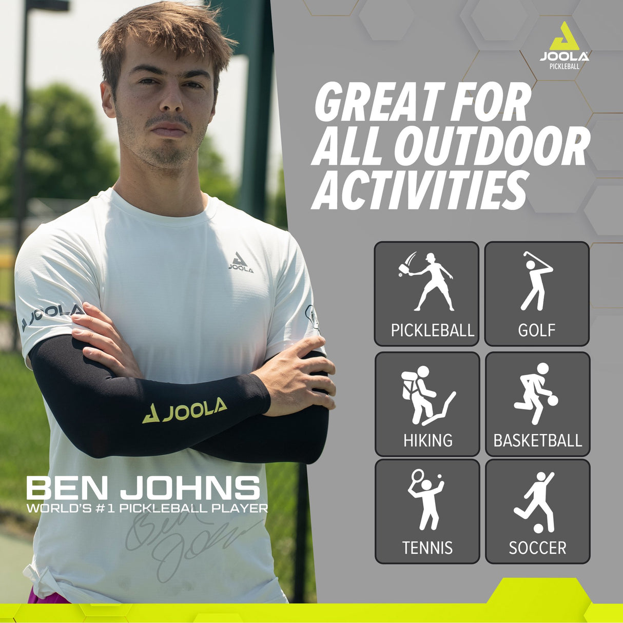 Manguito Joola Pickleball Proteção Raio Solar Upf 50+ Preto