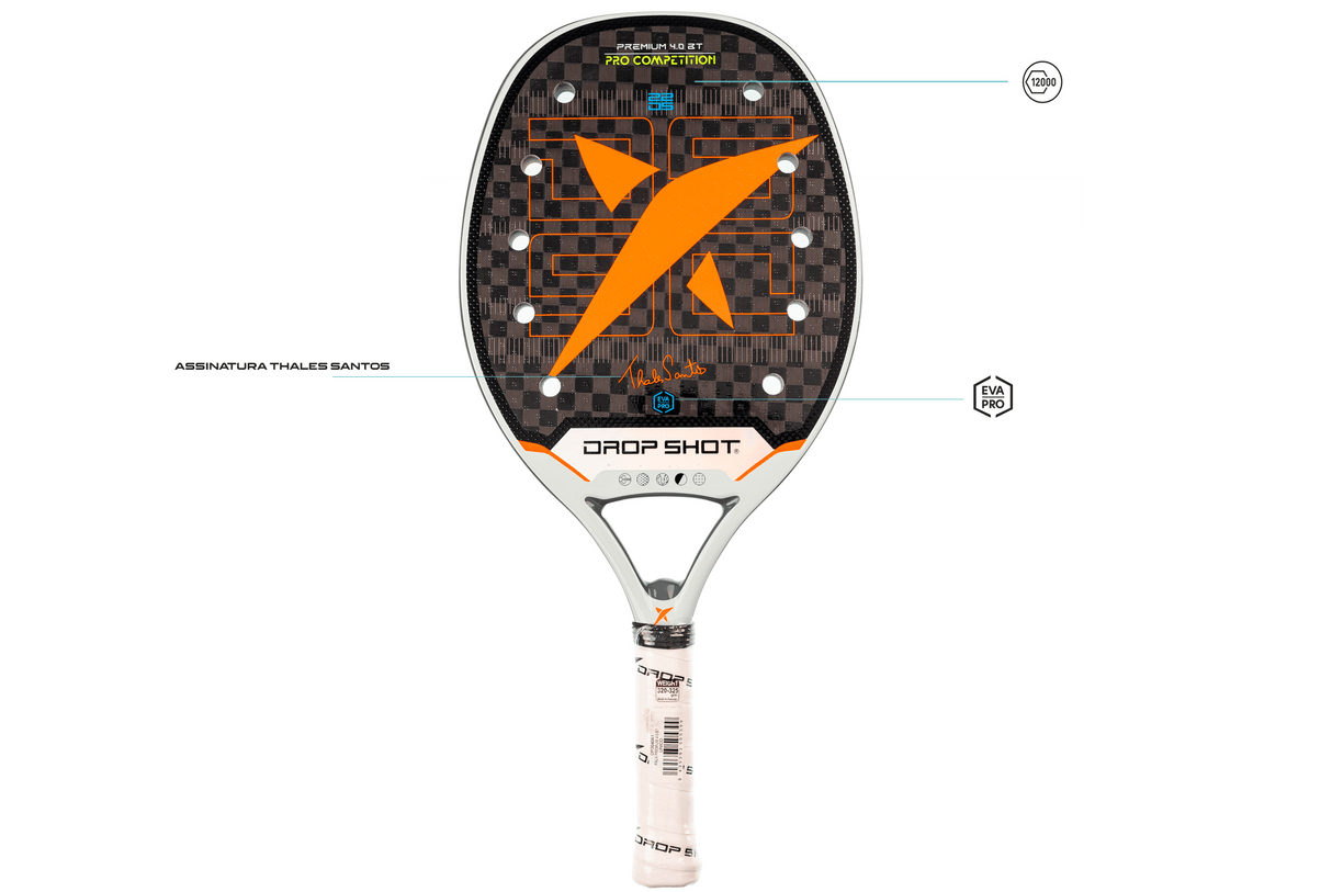 Raquete de beach tennis DROP SHOT PREMIUM 4.0 BT THALES SANTOS 2024