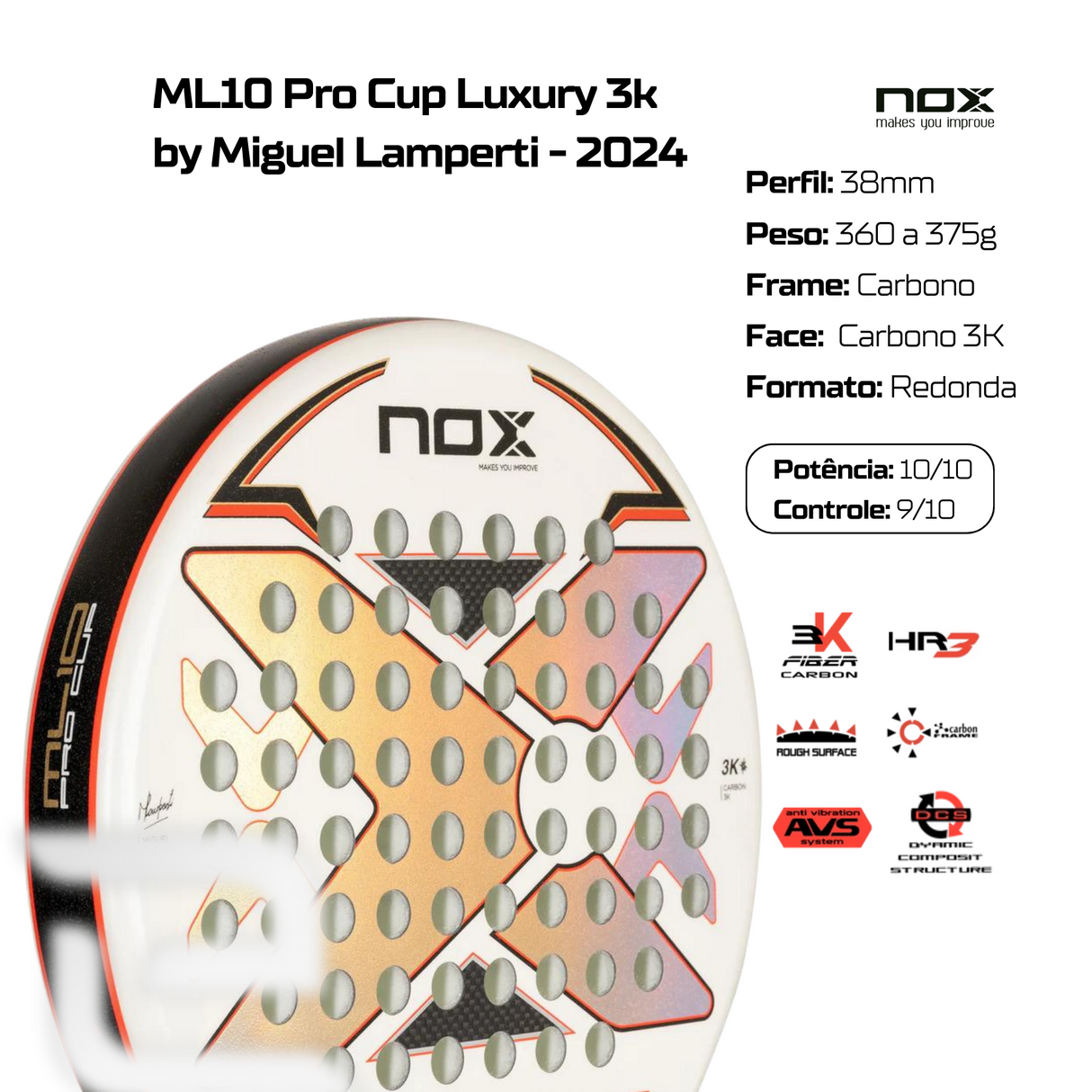 Raquete de Padel ML10 PRO CUP 3K 2024 NOX