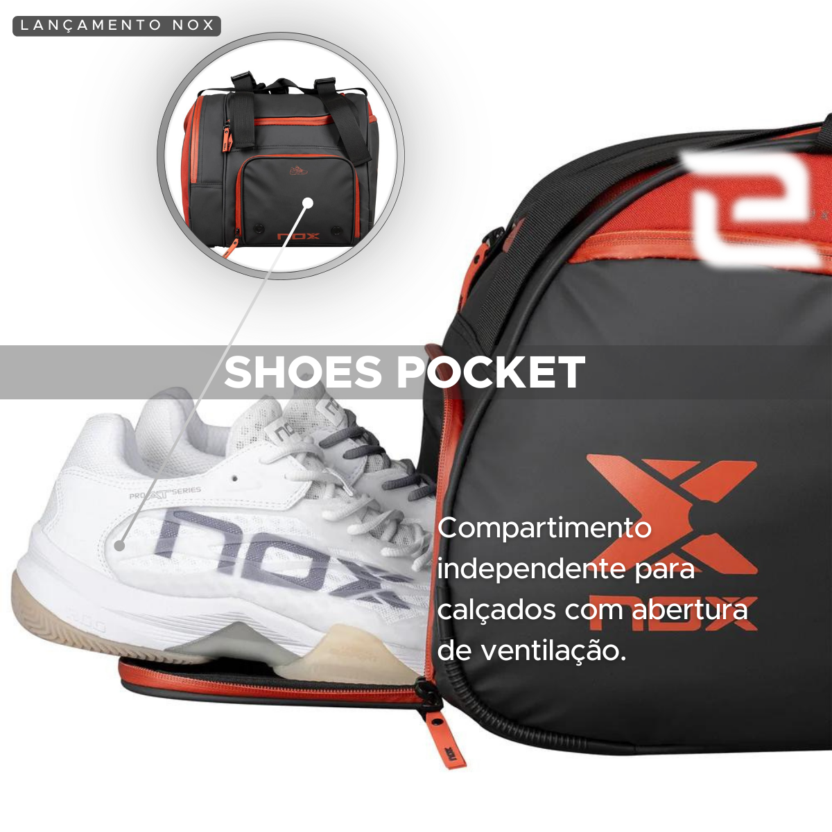 RAQUETEIRA DE BEACH TENNIS PADEL OPEN SERIES NOX BLACK RED