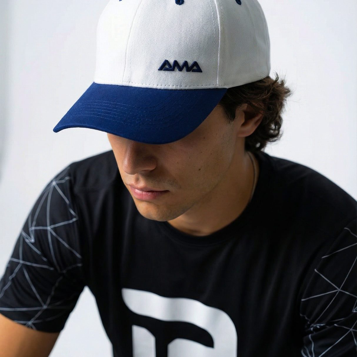 Bone Amasport Beach Tennis Casual 100% Algodão Branco Azul