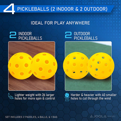 Kit Raquete De Pickleball Joola + Bolsa + Bolinhas Ben Jhons