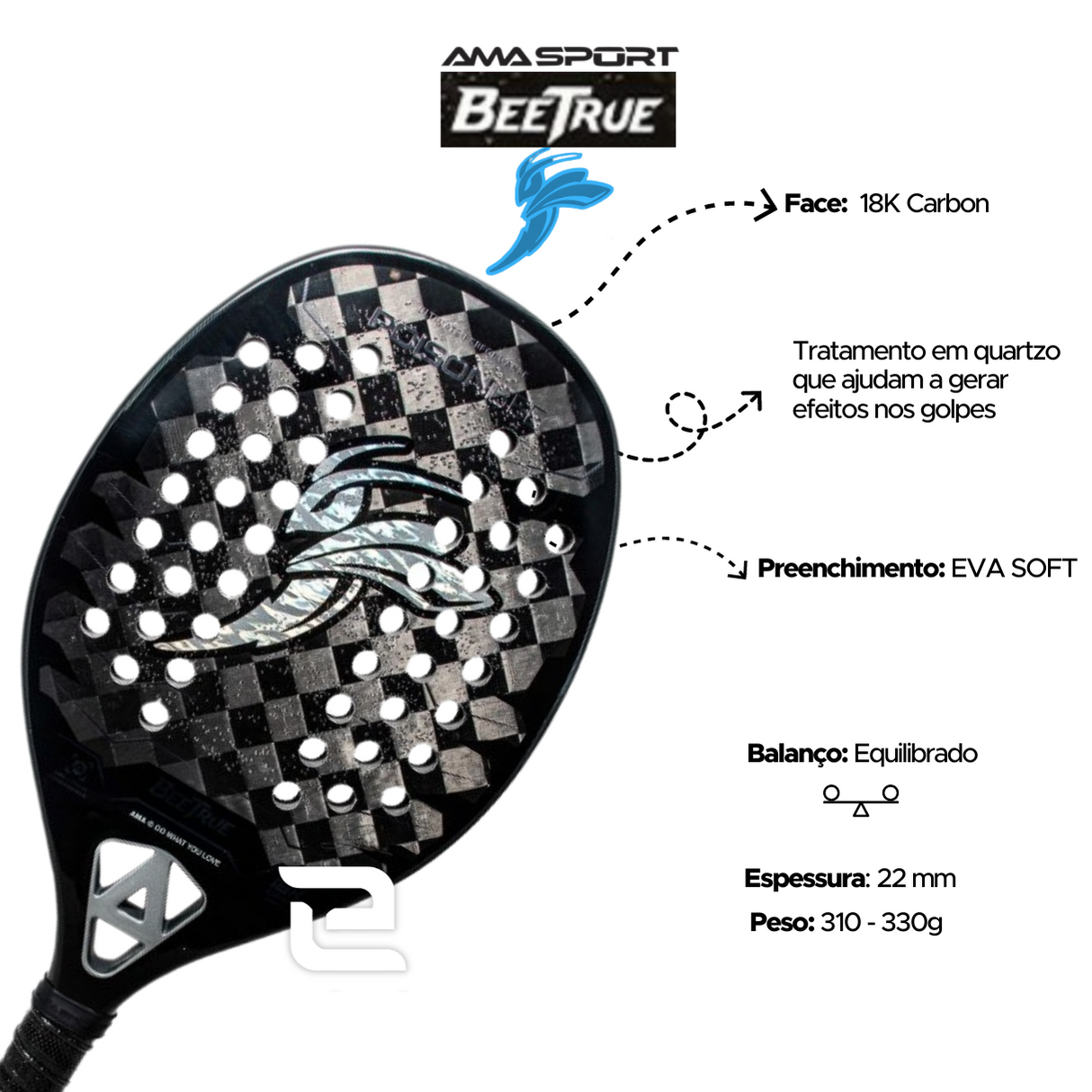 Raquete de Beach Tennis Beetrue Poison Bee Amasport