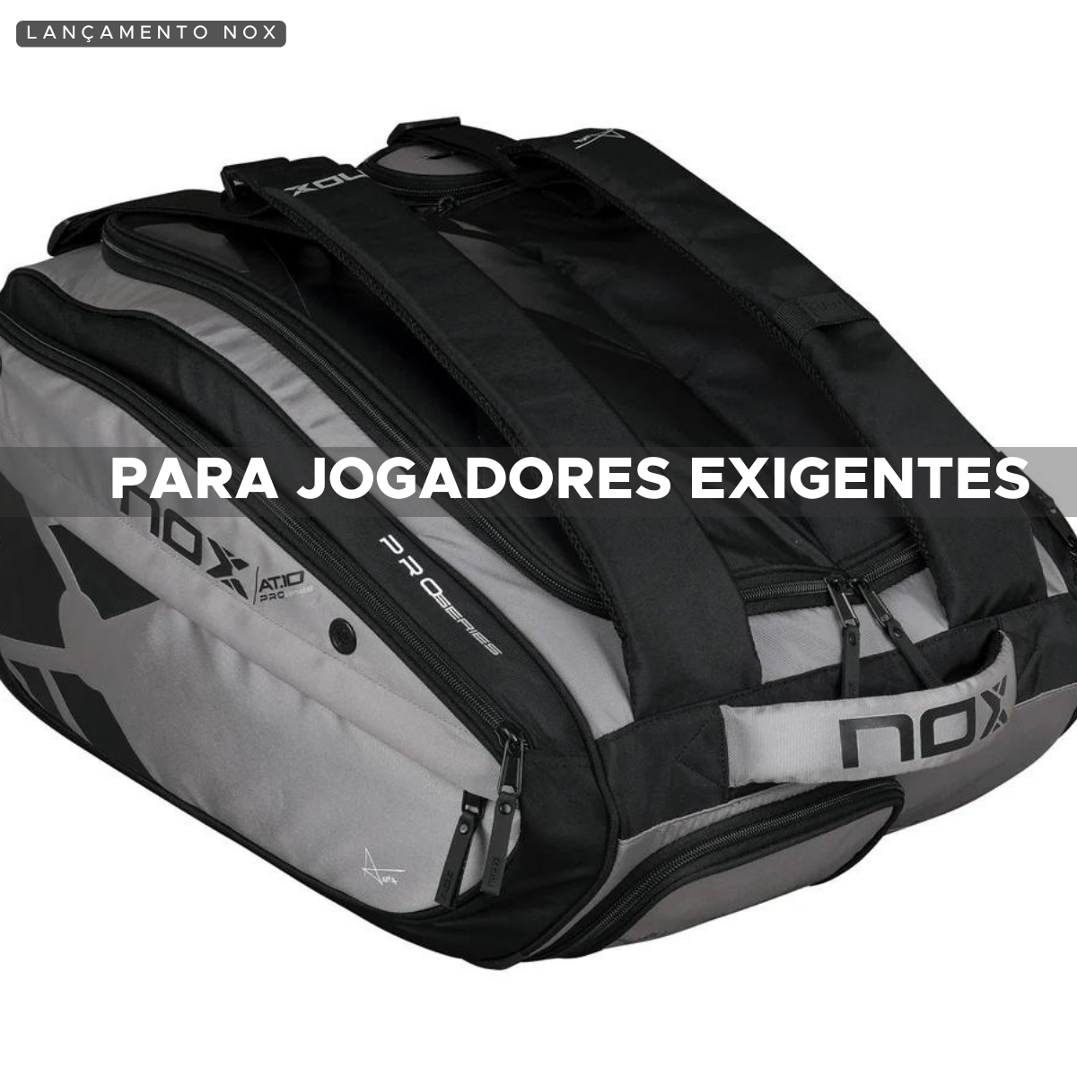 RAQUETEIRA BEACH TENNIS PADEL AT10 XL COMP NOX CINZA E PRETO