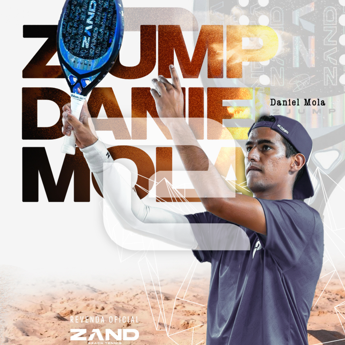 Raquete de Beach Tennis Zand Z Jump Daniel Mola 3K +Brindes