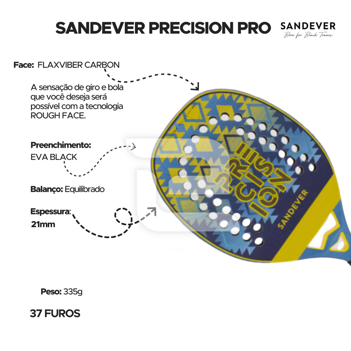 Raquete de Beach Tennis Sandever Precision Pro Pati Diaz