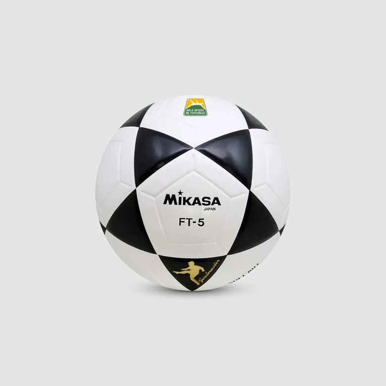 BOLA MIKASA FT-5 COURO SINTETICO LAMINADO BRANCO E PRETO