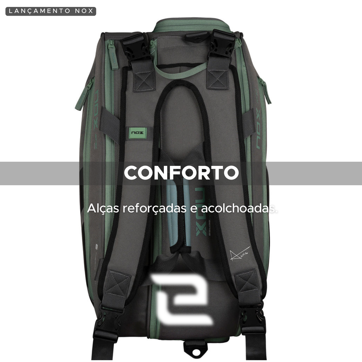 RAQUETEIRA AT10 TEAM CINZA E VERDE NOX