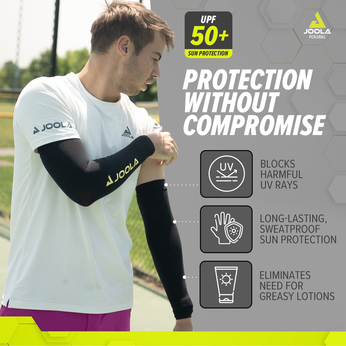 Manguito Joola Pickleball Proteção Raio Solar Upf 50+ Preto