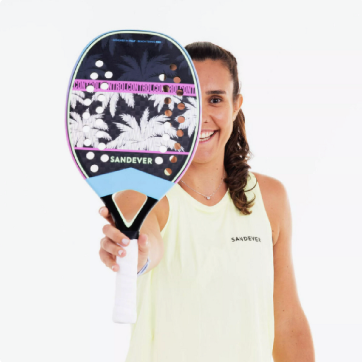 Raquete de Beach Tennis Sandever Control Pro Carbono12K Roxa