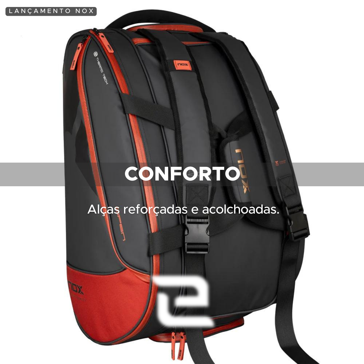 RAQUETEIRA DE BEACH TENNIS PADEL OPEN SERIES NOX BLACK RED