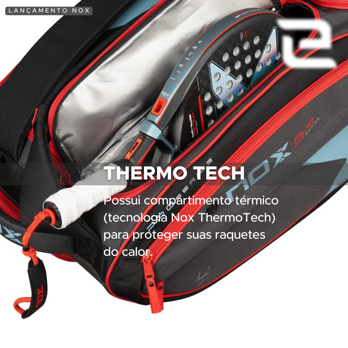 RAQUETEIRA BEACH TENNIS PADEL ML10 XL COMP NOX CINZA E AZUL