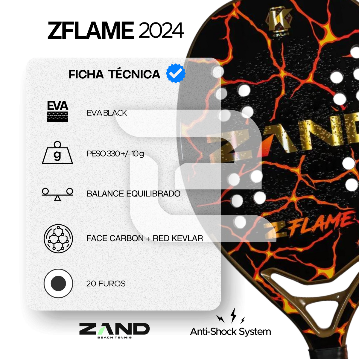 Raquete de Beach Tennis Zand Z Flame Flaminia Daina 2024/25