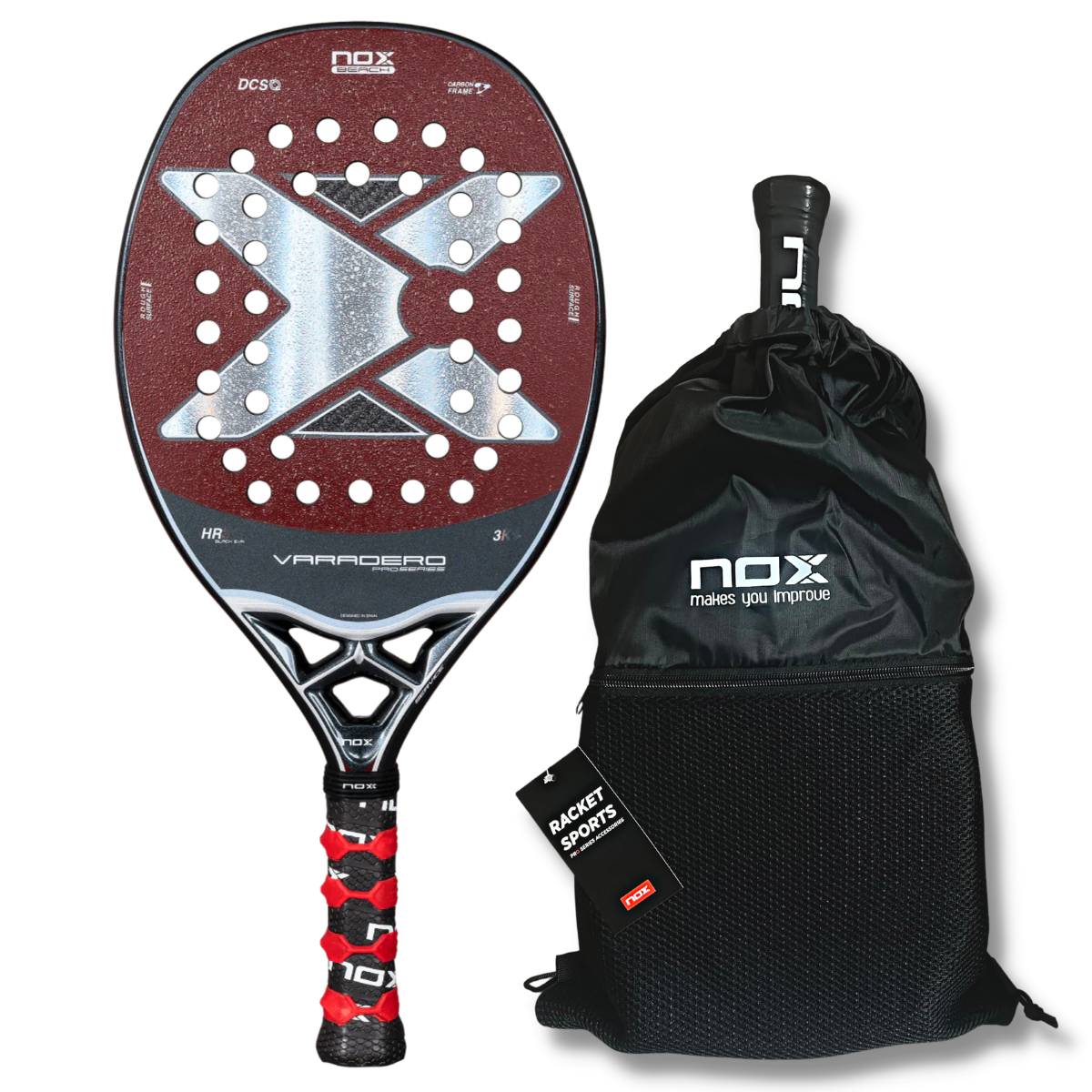 Raquete de Beach Tennis Nox Varadero Carbono 3K +Brindes