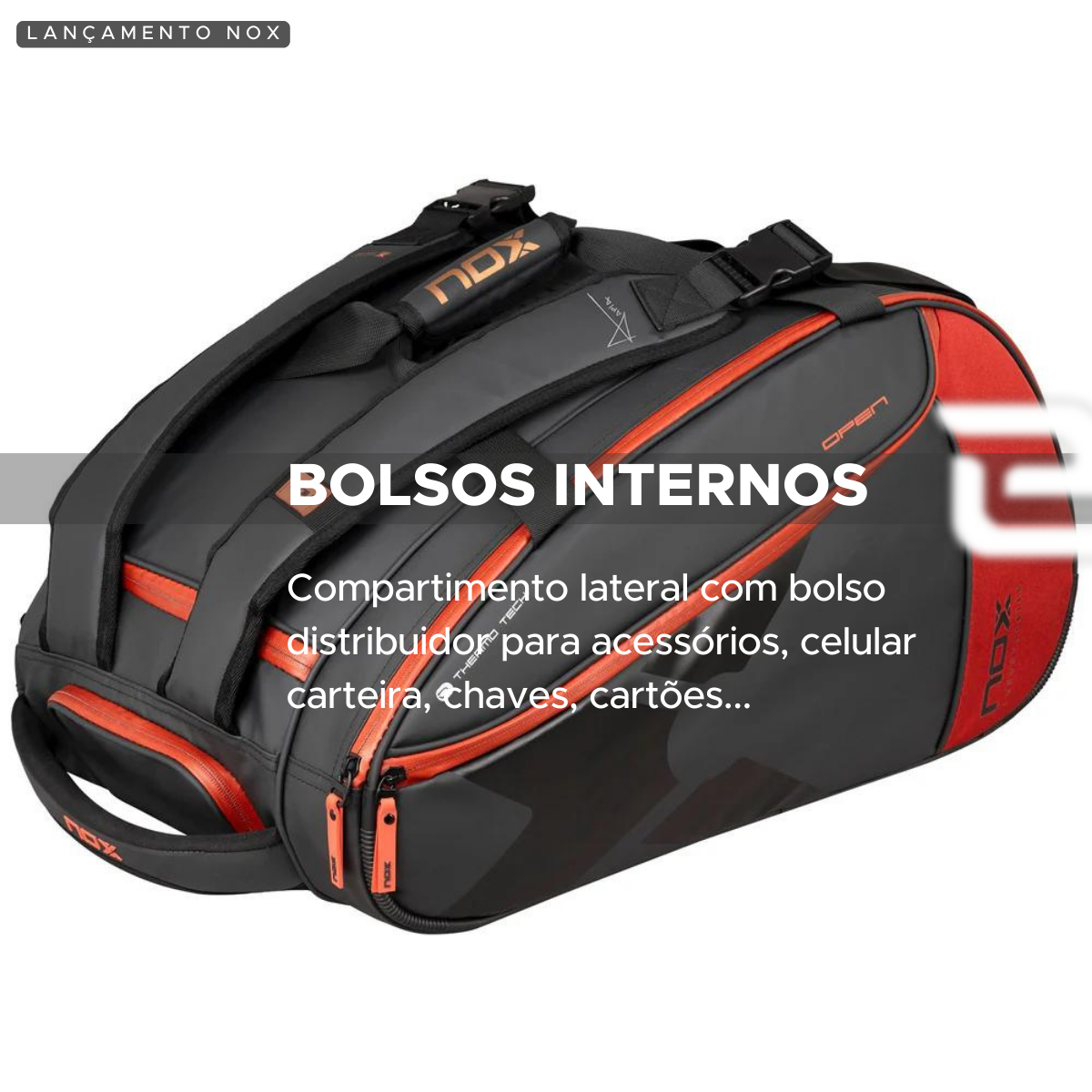 RAQUETEIRA DE BEACH TENNIS PADEL OPEN SERIES NOX BLACK RED