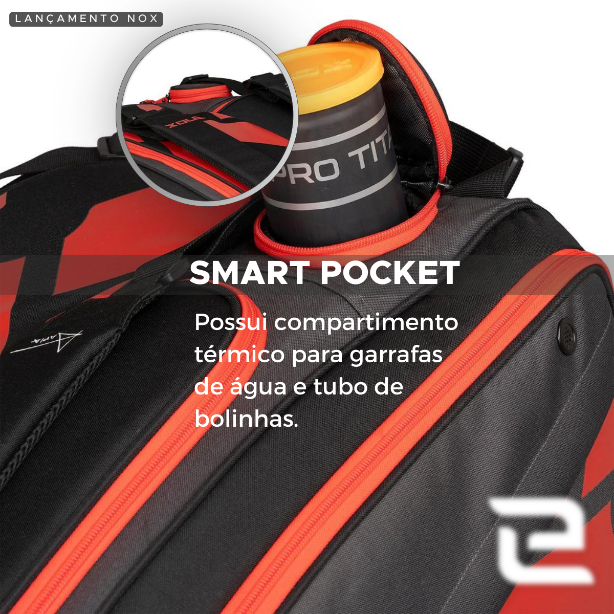 RAQUETEIRA BEACH TENNIS PADEL AT10 XXL NOX CINZA E VERMELHO