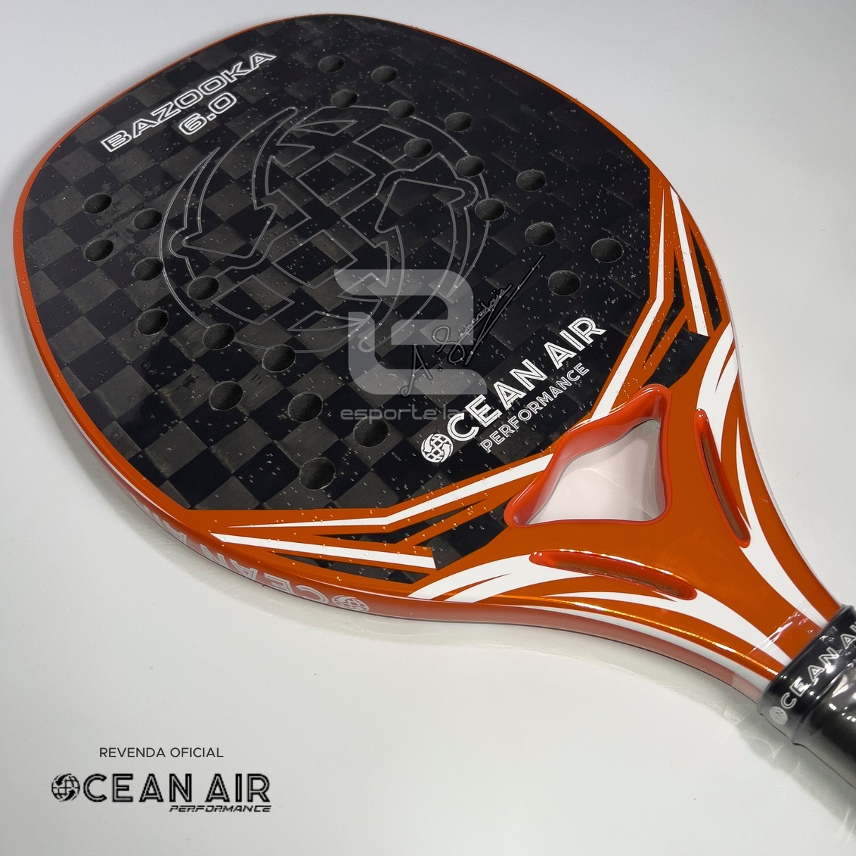 RAQUETE DE BEACH TENNIS OCEAN AIR BAZOOKA 6.0 CARBONO 15K