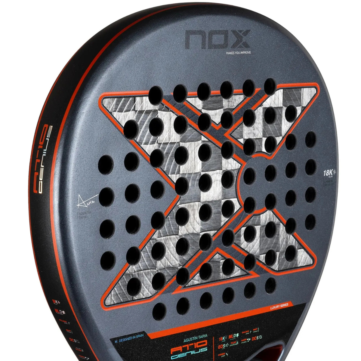 Raquete de Padel Nox At10 Genius 18K Alum 2025 Tapia