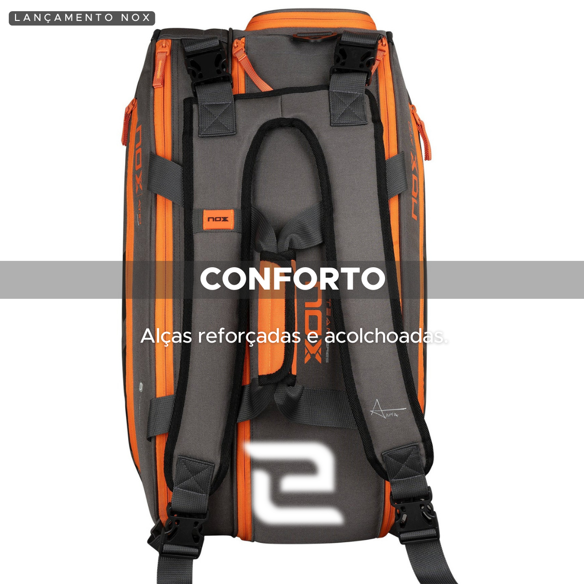 RAQUETEIRA BEACH TENNIS PADEL AT10 TEAM CINZA LARANJA NOX