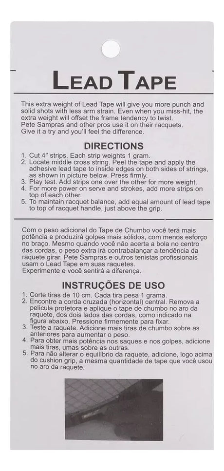 Peso Fita Balancear Raquetes Lead Tape Tourna 2 Pc 9 Gramas