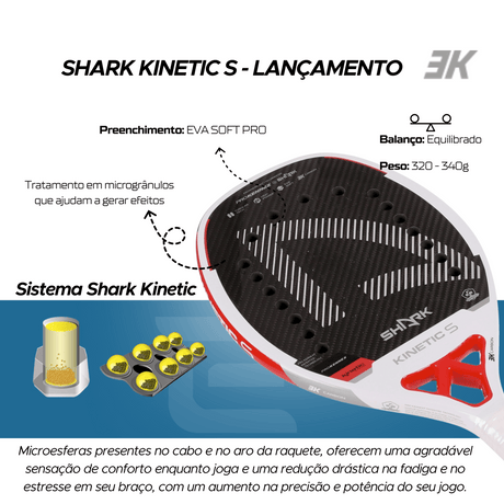 RAQUETE DE BEACH TENNIS SHARK KINETIC S RED