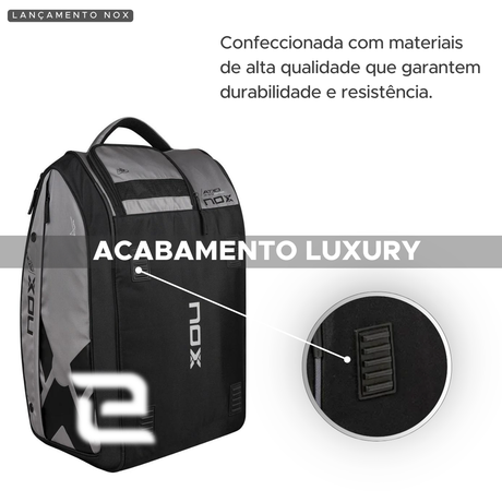 RAQUETEIRA BEACH TENNIS PADEL AT10 XL COMP NOX CINZA E PRETO