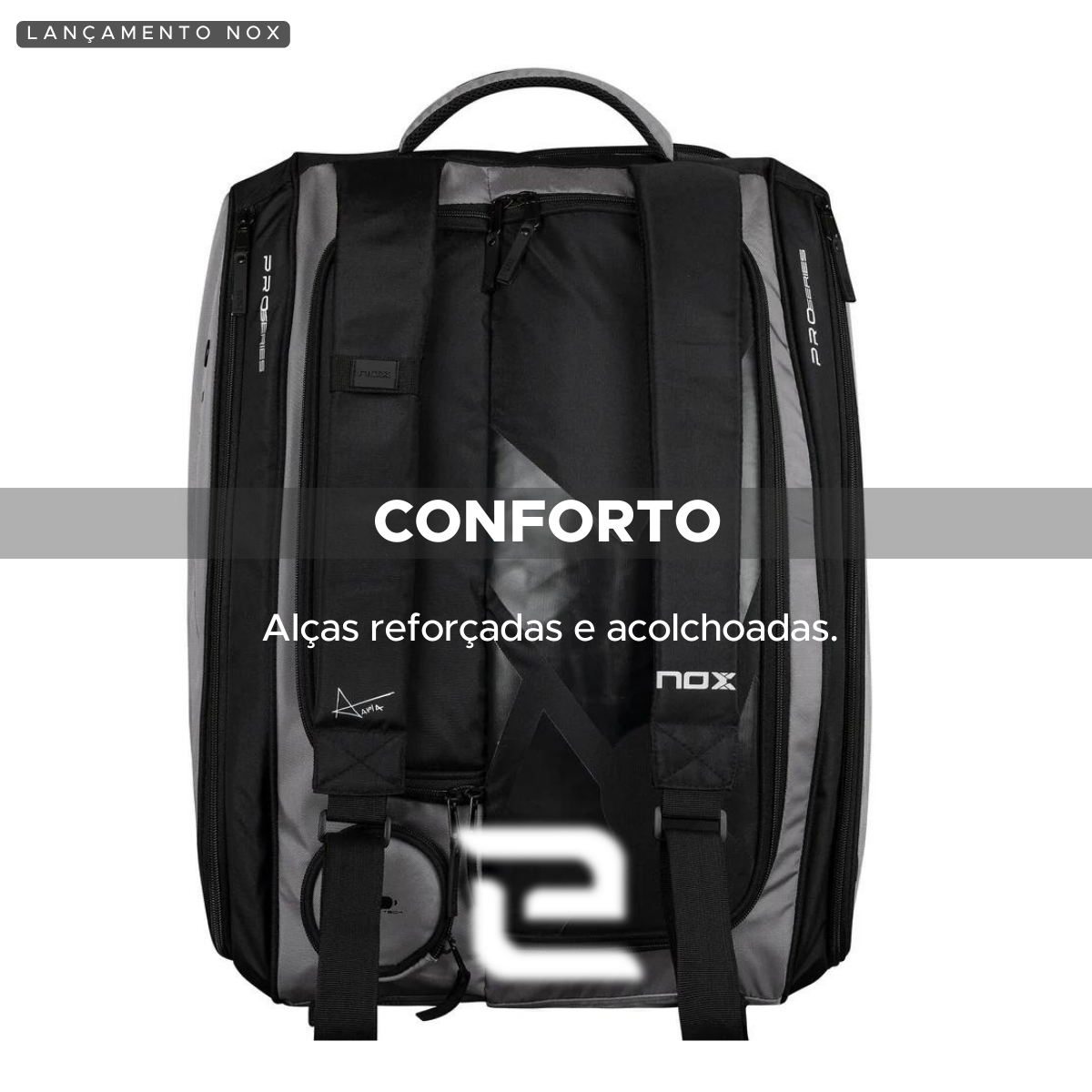 RAQUETEIRA BEACH TENNIS PADEL AT10 XL COMP NOX CINZA E PRETO