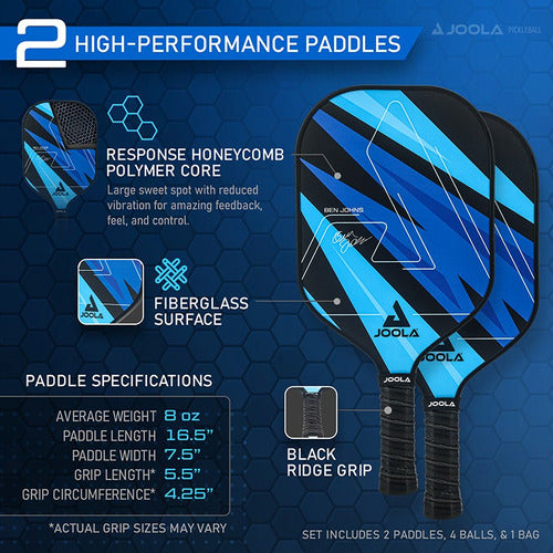 Kit Raquete De Pickleball Joola + Bolsa + Bolinhas Ben Jhons